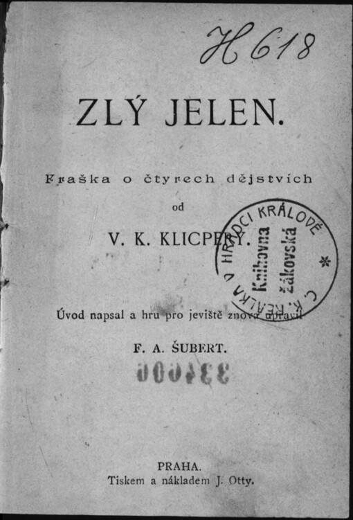 Zlý jelen: fraška o čtyřech dějstvích, 1. vyd.