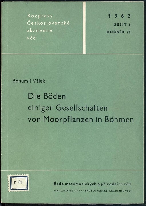 Die Böden einiger Gesellschaften von Moorpflanzen in Böhmen