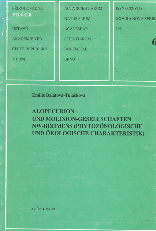 Alopecurion- und Molinion-Gesellschaften NW-Böhmens (phytozönologische und ökologische Charakteristik)