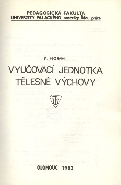 Vyučovací jednotka tělesné výchovy : určeno pro stud. tělesné výchovy