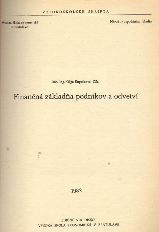 Finančná základňa podnikov a odvetví