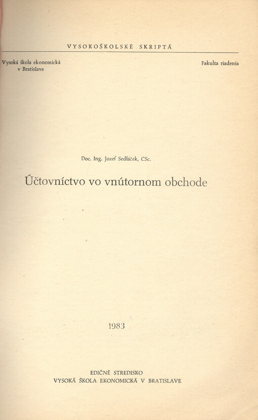 Účtovníctvo vo vnútornom obchode