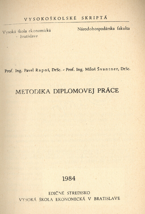 Metodika diplomovej práce