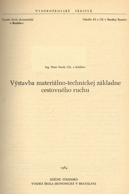 Výstavba materiálno-technickej základne cestovného ruchu