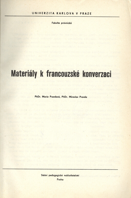 Materiály k francouzské konverzaci