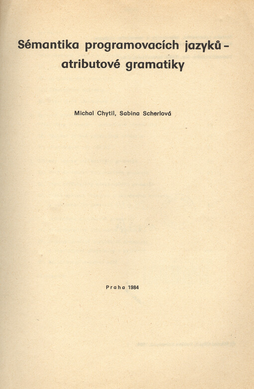 Sémantika programovacích jazyků - atributové gramatiky