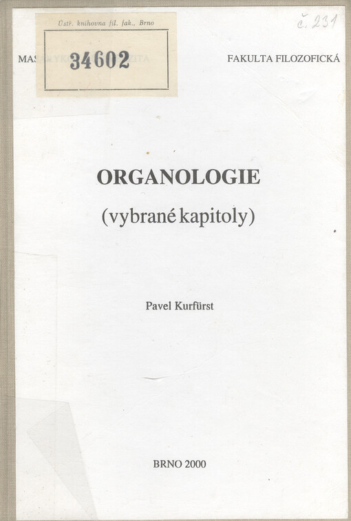 Organologie : (vybrané kapitoly)