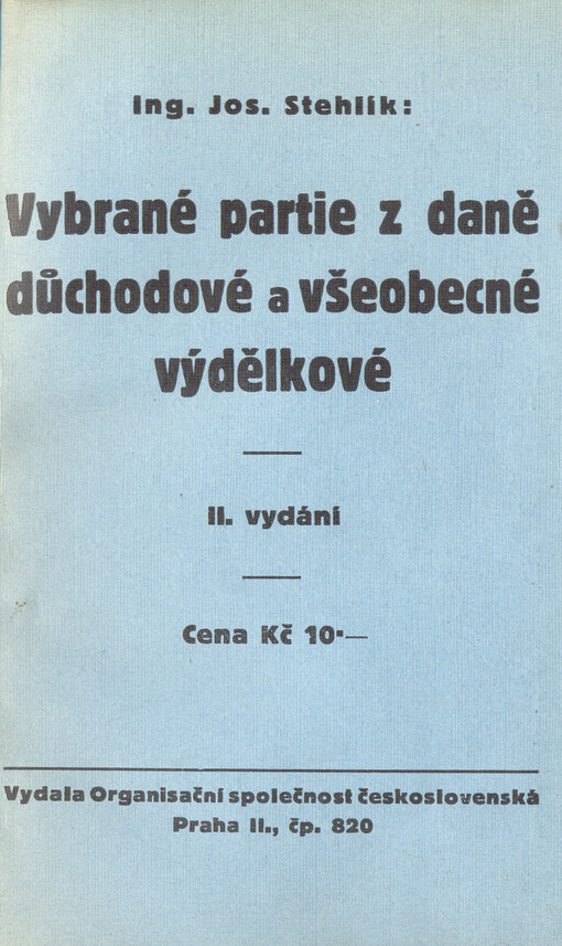 Vybrané partie z daně důchodové a všeobecné výdělkové