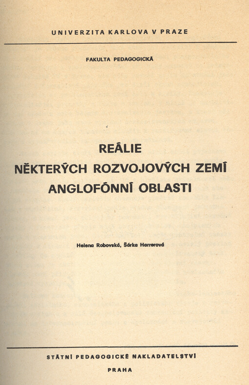 Reálie některých rozvojových zemí anglofonní oblasti