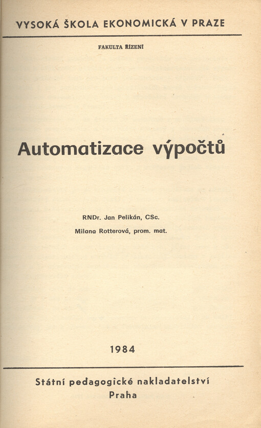 Automatizace výpočtů