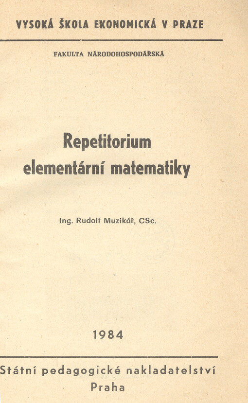 Repetitorium elementární matematiky