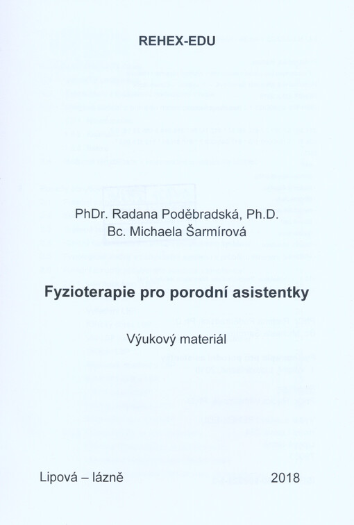 Fyzioterapie pro porodní asistentky : výukový materiál