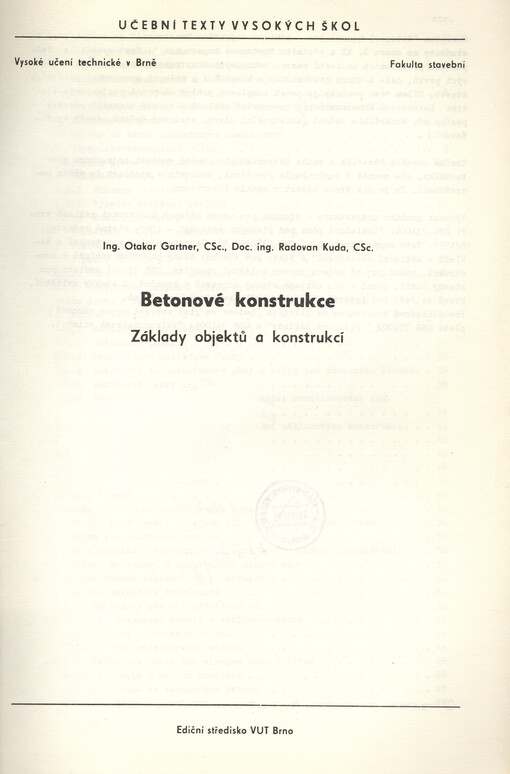 Betonové konstrukce :základy objektů a konstrukcí