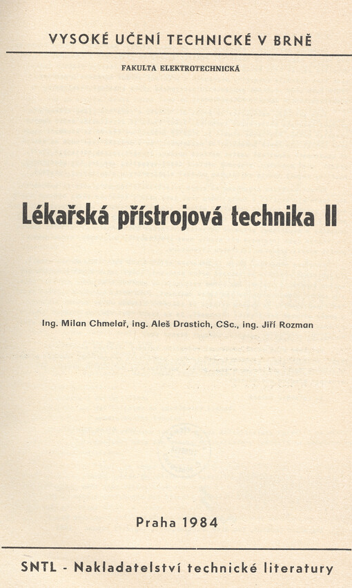 Lékařská přístrojová technika II