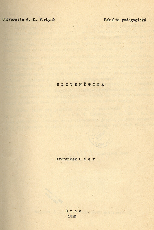 Slovenština :určeno pro posl. fak. pedagog., 1. vyd.