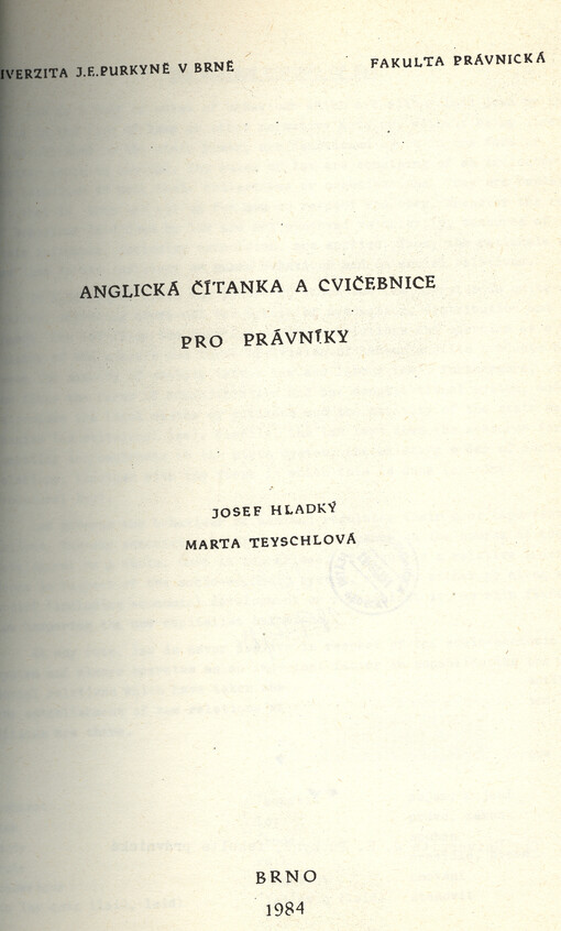 Anglická čítanka a cvičebnice pro právníky