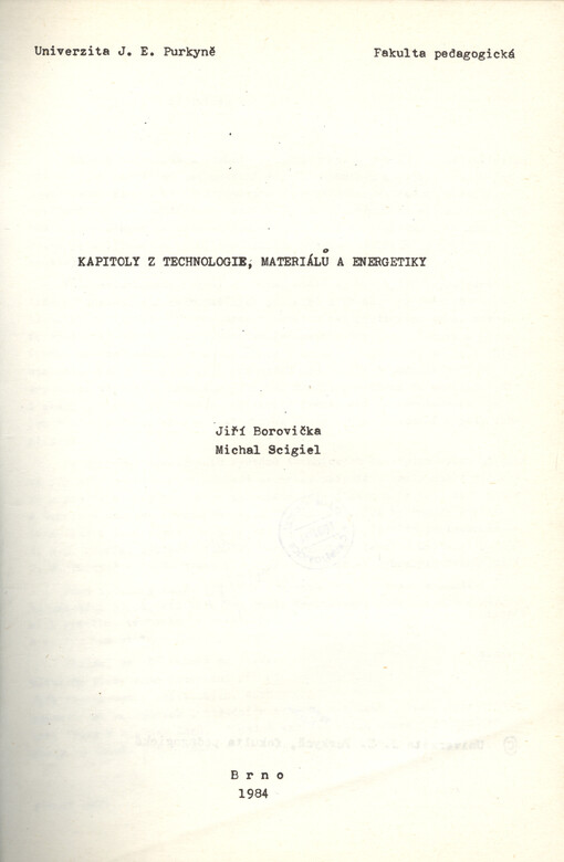 Kapitoly z technologie, materiálů a energetiky