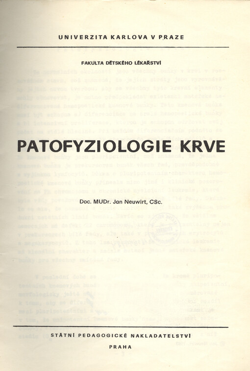 Patofyziologie krve
