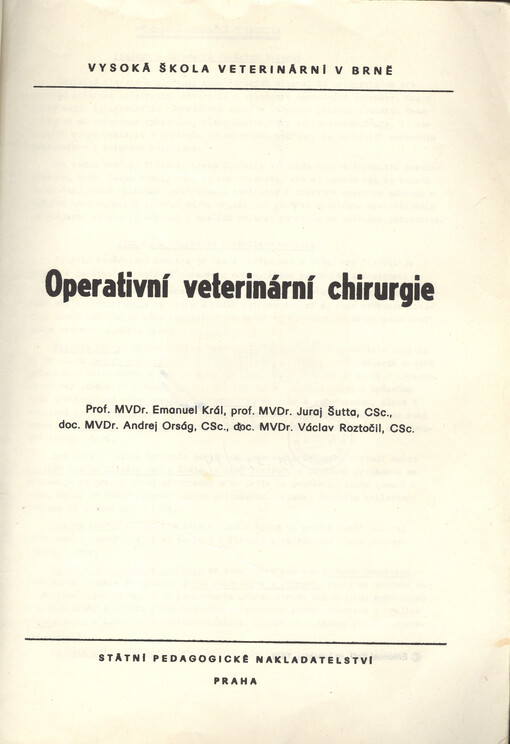 Operativní veterinární chirurgie