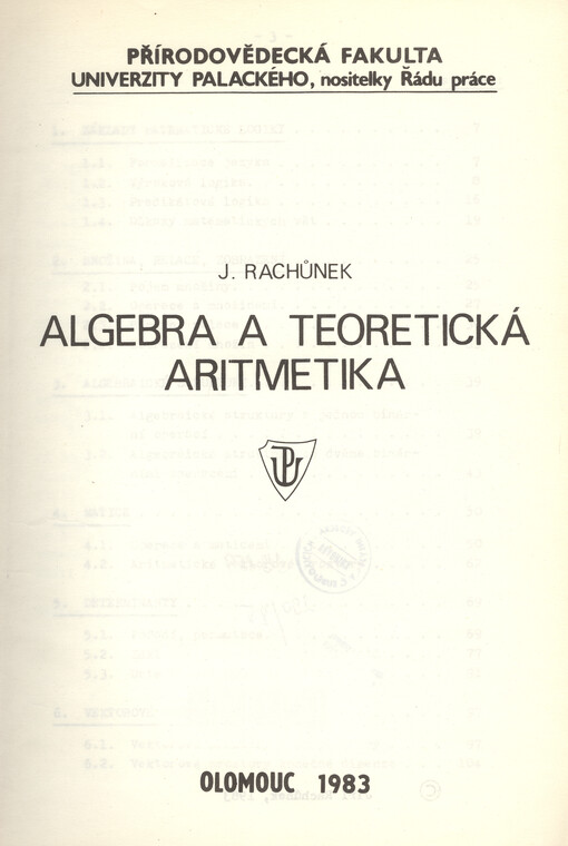 Algebra a teoretická aritmetika