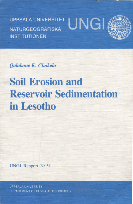 Soil erosion and reservoir sedimentation in Lesotho