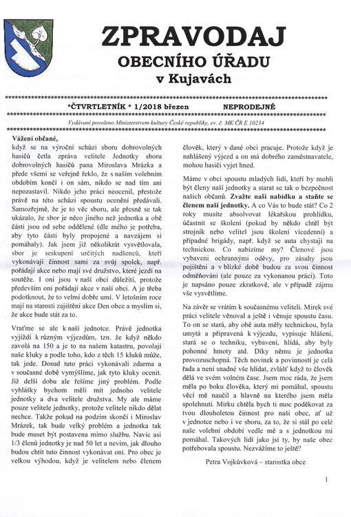 Zpravodaj obecního úřadu v Kujavách