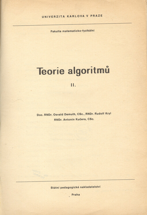 Teorie algoritmů II.