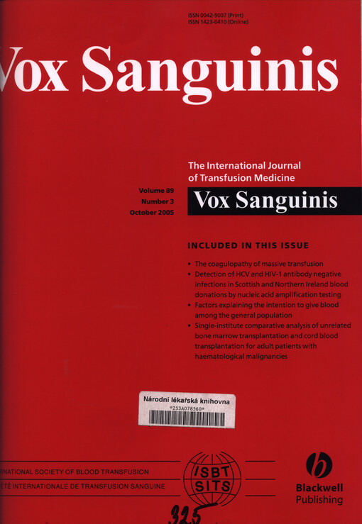 Vox sanguinis : the international journal of transfusion medicine