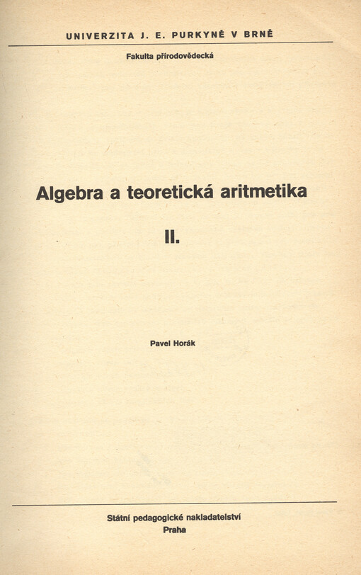 Algebra a teoretická aritmetika II