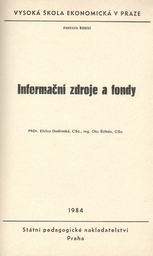 Informační zdroje a fondy