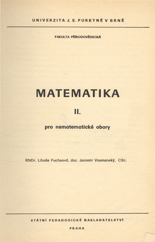 Matematika II :pro nematematické obory