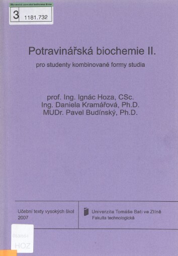Potravinářská biochemie II: pro studenty kombinované formy studia