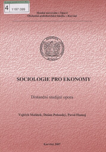 Sociologie pro ekonomy: distanční studijní opora
