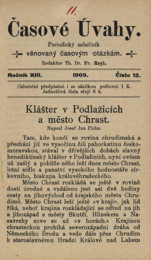 Klášter v Podlažicích a město Chrast