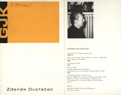Zdeněk Dvořáček :1970-71 : katalog výstavy, Brno 24.1.1972-27.2.1972
