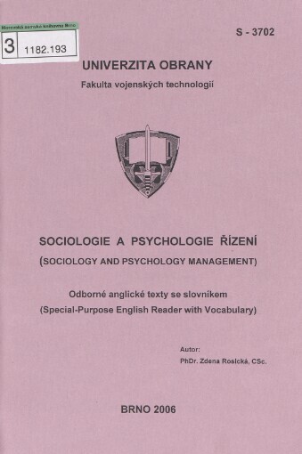 Sociologie a psychologie řízení: odborné anglické texty se slovníkem = (Sociology and psychology management : special-purpose English reader with vocabulary)