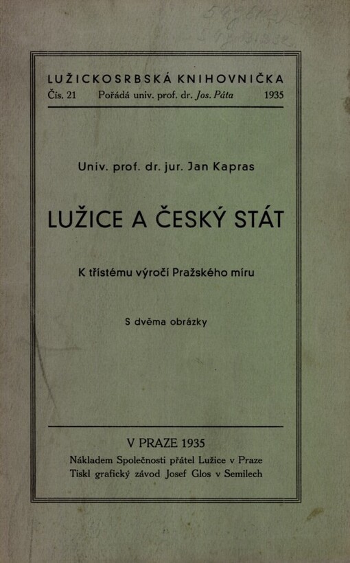 Lužice a český stát :k třístému výročí Pražského míru