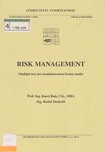 Risk management: studijní text pro kombinovanou formu studia