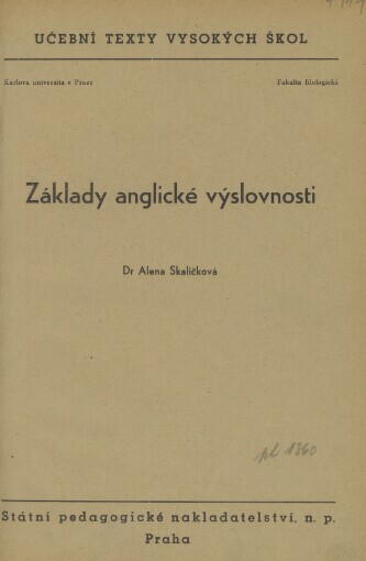 Základy anglické výslovnosti: Určeno pro posluchače fakulty filologické