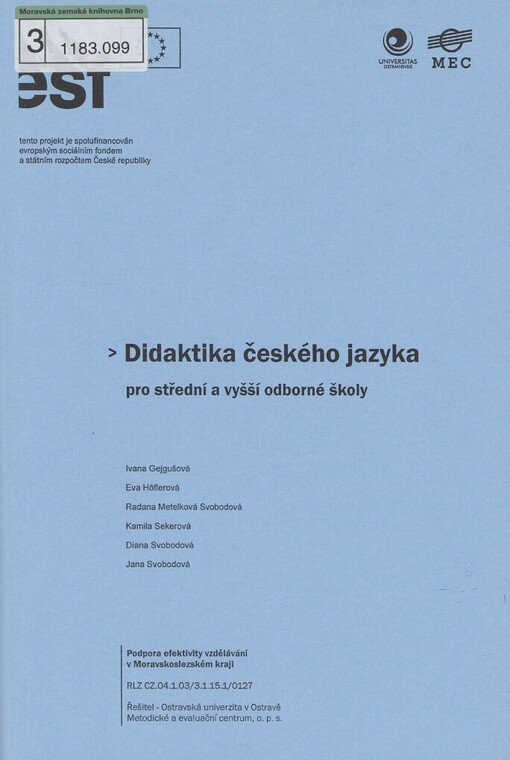 Didaktika českého jazyka pro střední a vyšší odborné školy