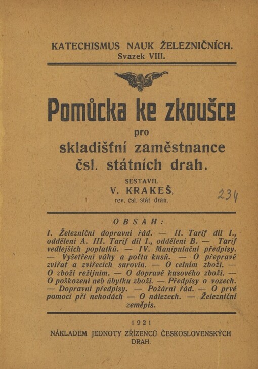 Pomůcka ke zkoušce pro skladištní zaměstnance čsl. státních drah