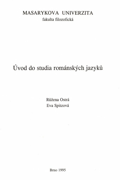 Úvod do studia románských jazyků