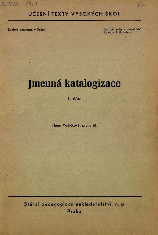 Jmenná katalogizace.1. část