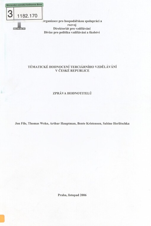 Tématické hodnocení terciárního vzdělávání v České republice: zpráva hodnotitelů