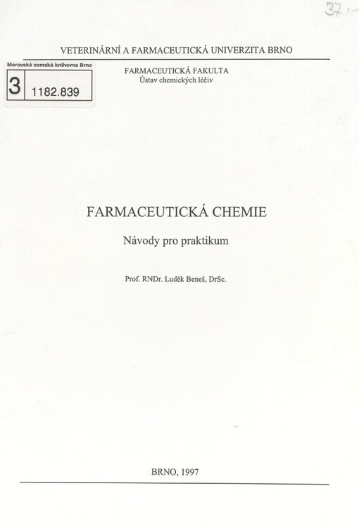 Farmaceutická chemie: návody pro praktikum