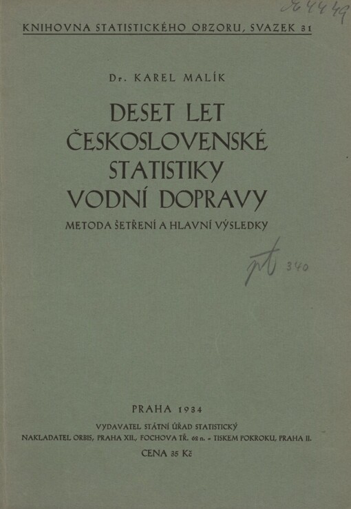 Deset let československé statistiky vodní dopravy :metoda šetření a hlavní výsledky