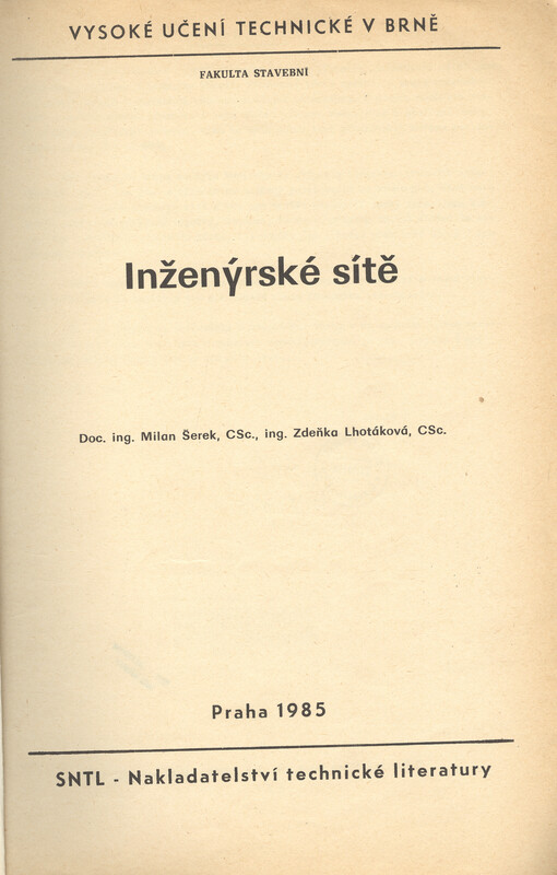 Inženýrské sítě : určeno pro posl. fak. stavební