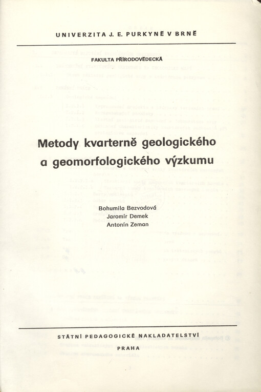 Metody kvarterně geologického a geomorfologického výzkumu :určeno pro posl. fak. přírodověd.