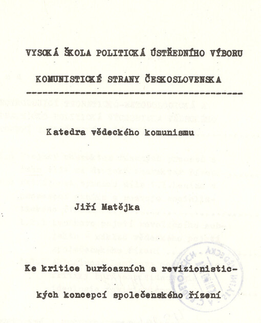 Ke kritice buržoazních a revizionistických koncepcí společenského řízení