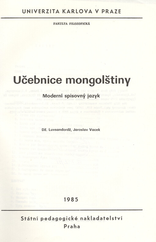 Učebnice mongolštiny : moderní spisovný jazyk : určeno pro posl. fak. filozof.